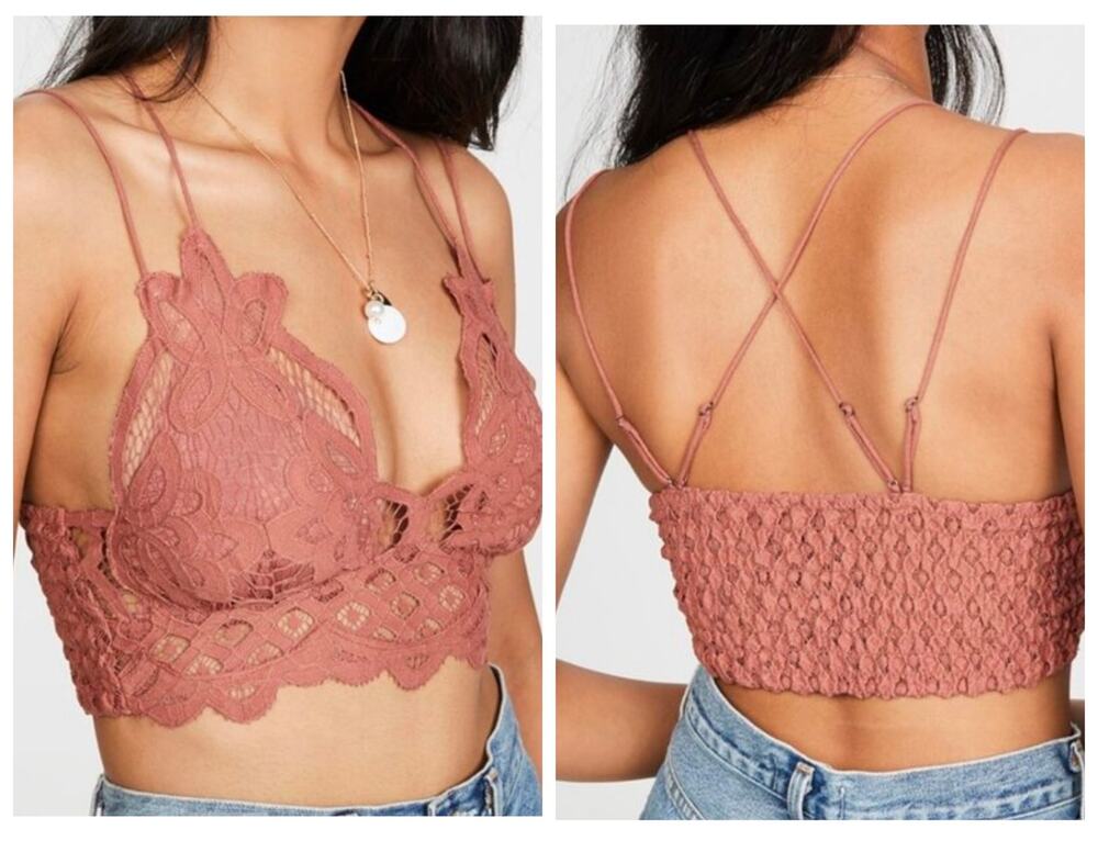 Free People One Adella Crochet Lace Bra in Copper/Rust Size XL